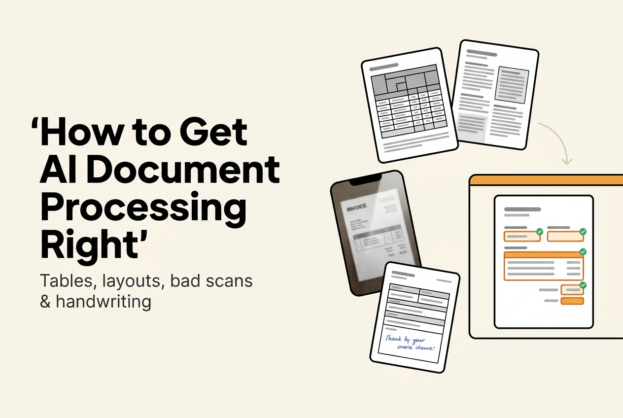 Four document traits that trip up AI document processing: dense tables, multi-column layouts, degraded scans, and handwriting