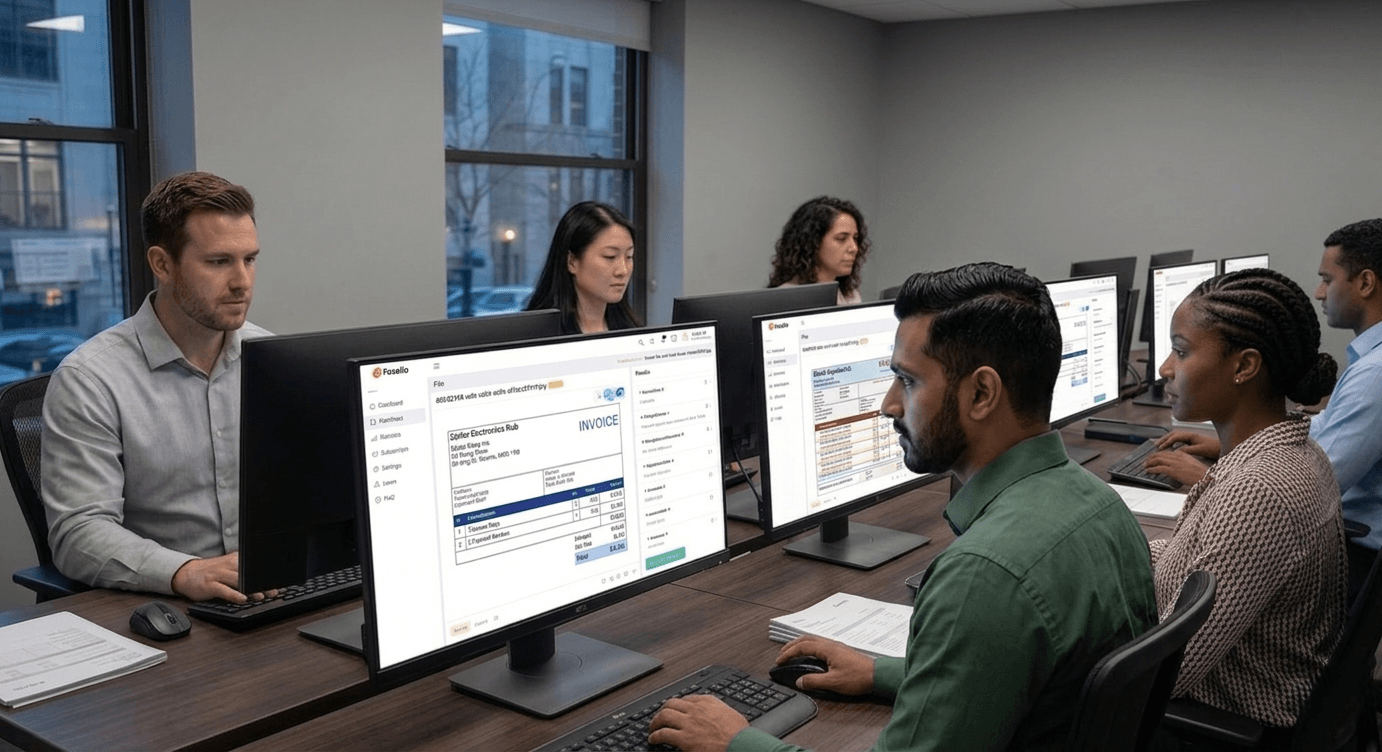Operator reviewing extracted document data in Foxello